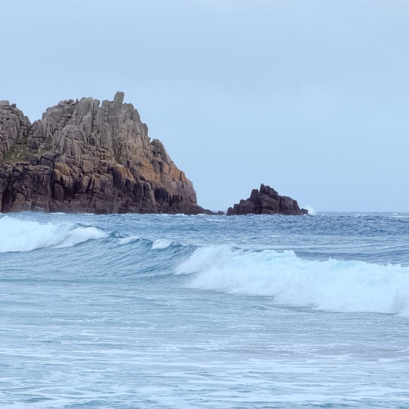 Porthcurno beach cliffs
